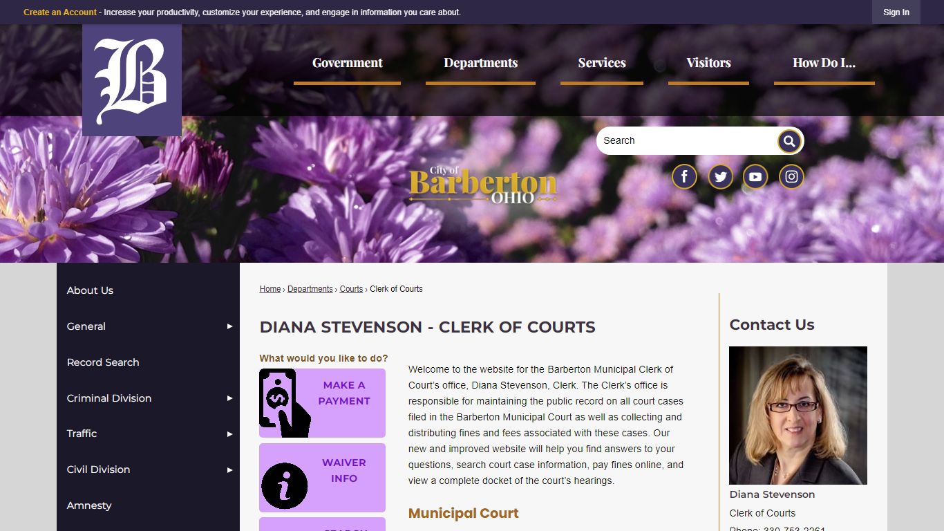 Diana Stevenson - Clerk of Courts | Barberton, OH